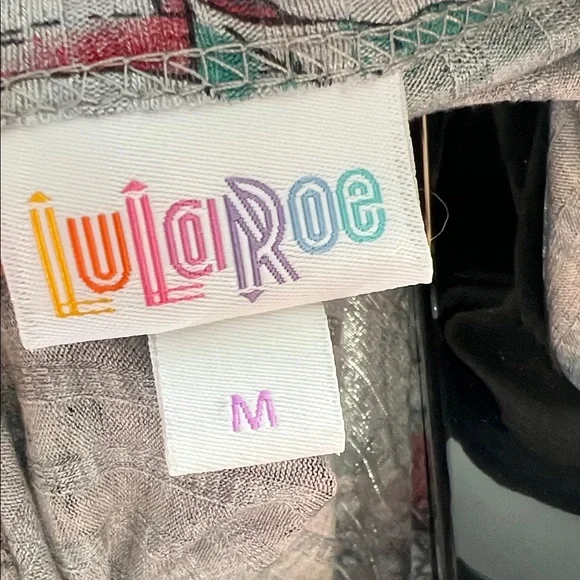 LuLaRoe Maxi Dress with Red and Green Floral on Gray - Picture 2 of 4